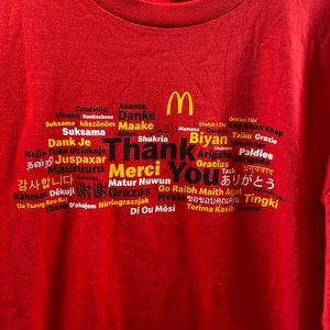 McDonald’s rare vintage red t- shirt with  “Thank You” in 50+ languages